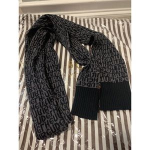 NEW Henri Bendel wool scarf black & grey shimmer